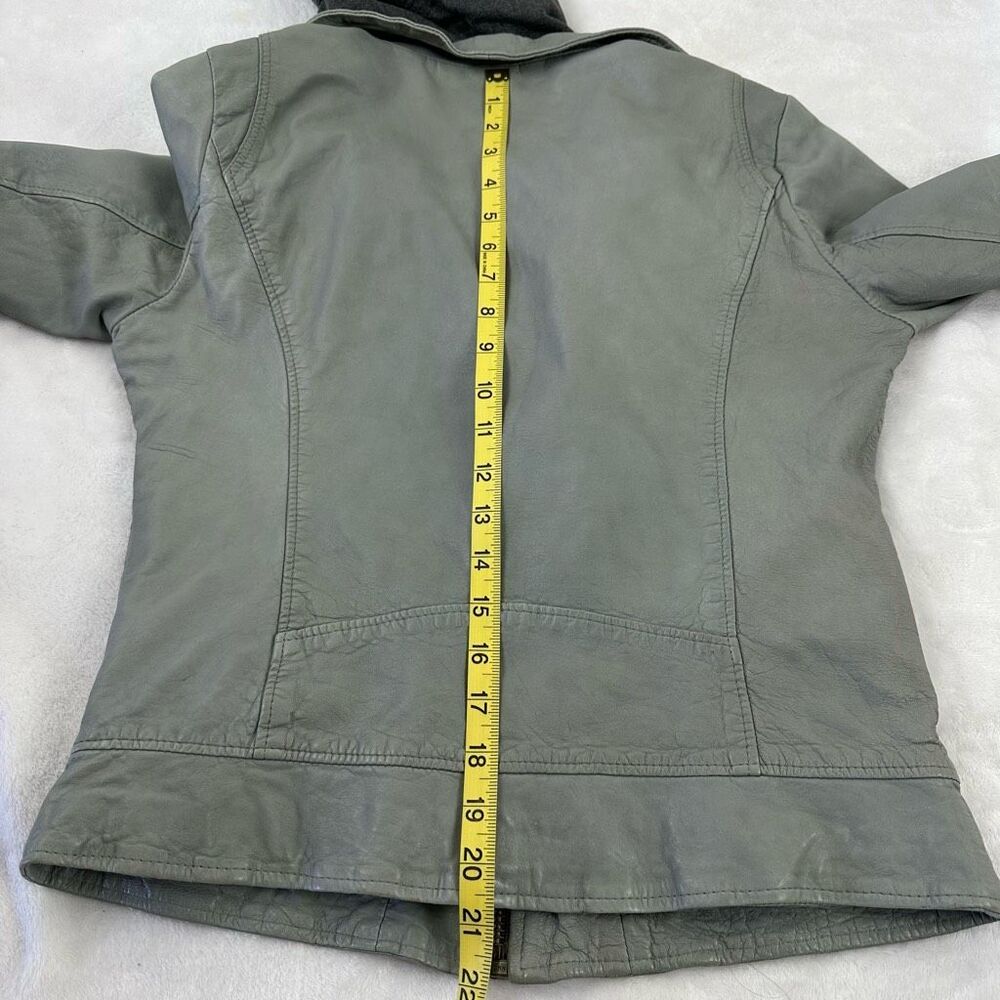 Doma Size L Clash Hoodie Leather Jacket Gray 100% Lamb Nappa Moto Grunge Edgy - Picture 13 of 14